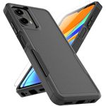 for Motorola Moto G 5G 2024 Case: Dual Layer Protective Heavy Duty Cell Phone Cover Shockproof Rugged with HD Screen Protector - Military Protection Bumper Tough - Motorola Moto G 5G 2024, Black