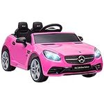Aosom Mercedes SLC 300 Licensed Kids Electric Car with Remote Control, 12V Battery Powered Kids Ride on Car with Music, Lights, Suspension for 3-6 Years Old, Pink