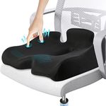 Benazcap Memory Seat Cushion for Office Chair Sciatica & Back Pain Relief Memory Foam Firm Coccyx Pad for Car, Wheelchair, Gaming chair and Desk Chair, Black