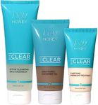 Hey Honey Skincare Be Clear 3-Step Acne Clearing Kit |Clear Face Wash, Deep Pores Cleansing, Overnight Treatment | with Propolis & Honey | Clear Blemish Skin Purifying Formulas | 3-Piece Kit