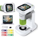 1000X Digital Microscope for Kids, 3 in1 Portable Handheld Microscope With 2.4“ HD Screen & SD Card for Photo/Vedio, Stem Educational Science Kit Toys for 3-12 Age Years Old Children