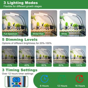 Wolezek LED Grow Light, 2-Head Adjustable Full Spectrum Lamp