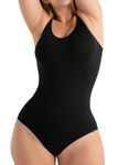 SHAPERMINT Scoop Neck Bodysuit for Women | Shapewear Body Suits for Women with Tummy Control | From Small to Plus Size Body Shaper, Medium Black