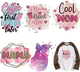 Mother’s Day Iron on Transfer Happy Mothers Day Iron on Decals T-shirt Iron on Patches Heat Transfer Stickers Geometric Line Letter Design Thermal Transfer Applique Costume DIY Supplies for Women 5PCS