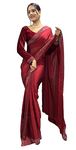 STELLACOUTURE Indian Silk ready to wear diamond work saree for Women with velvet blouse ST-048, Red, One Size