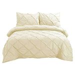 Danny Textiles Pintuck Duvet Cover 100% Egyptian Cotton 400 Thread Count Quilt Bedding Covers Set Single Double King Super King Size Bed Sets With Pillowcases, (Cream, King)