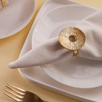 Glimpse Homes Elegant Napkin Rings for Dining Table, Lotus Leaf (12)