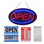 Rdutuok LED Open Sign,23x14inch Larger LED Business Sign,Advertisement Display Board Flashing & Steady Light Open Sign for Business, Walls, Window, Shop, Bar, Hotel