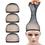 4 Pcs Wig Caps Mesh Wig Stocking Caps for Women Men Kids (Mesh Wig Cap, Black)