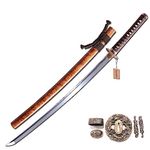 Katana Sword Real Hamon Clay Tempered T10 Steel Brass Tsuba Battle Ready Razor Sharp