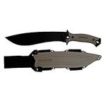 Kershaw Camp 10 - Tan Machete, Fixed Blade Knife, 10-in. 65Mn Carbon Steel Blade Includes Sheath, Camp Series Machete, Outdoor and Survival Tool