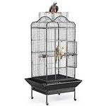 Yaheetech 63'' Bird Cage with Stand Wrought Iron Rolling Open Play Top Large Bird Cage for Mini Macaw African Grey Amazon Parrot