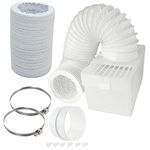 SPARES2GO Universal Tumble Dryer Condenser Vent Box & Extra Long Hose Kit with Connection Ring (7 Metres)
