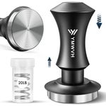 Espresso Tamper 53.3MM, Premium Barista Espresso Coffee Tamper with 2 Calibrated Spring Loaded Stainless Steel Ripple Base, Constant 30lb, Compatible with Espresso Coffee Machine (Black)