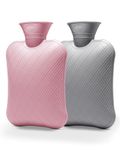 FORICOM Extra Large Hot Water Bottles for Pain Relief.2packs,2L Hot Water Bag for Back Pain, Heating Pad 2Liter, Hot and Cold Therapy.Bpa Free (2L red + 2L Grey)
