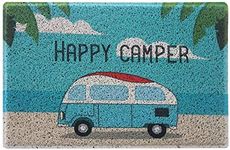 Aucuda Happy Camper RV Door Mat for Indoor Outside Entrance, Entrway Rugs Indoor Welcome Mat for Front Door, RV, 24"x16" Non-Slip Front Door Mats for Thanksgiving, Traps Dirt&Liquid Blue