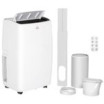 HOMCOM 14000 BTU Air Conditioning Unit, 3-in-1 Portable Air Conditioner, Dehumidifier, Cooling Fan with 24H Timer On/off, 2 Speeds, Remote Control, LED Display, 24H Timer, Window Venting Kit, 40m²