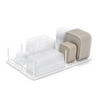 Umbra Peggy Kitchen Drawer Cupboard Organizer Tray - Adjustable Storage System For Food Containers, Cookware, Serveware, Utensils and More, White