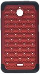 Asmyna Luxurious Lattice Dazzling Total Defense Protector Cover for Huawei H881C (Ascend Plus), Huawei 301 (Valiant) - Retail Packaging - Red/Black