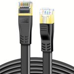DDMALL CAT 8 Ethernet Cable, 5m High Speed 40Gbps 2000MHz Flat CAT8 Patch Cord, Gigabit Internet Network LAN Cable with Gold Plated RJ45 Connector for Gaming, Modem, Router, PC (5 m, Black)