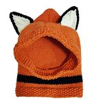 BIBITIME Knit Fox Ear Balaclava Hat for Women Winter Warm Cap Integrated Hooded Scarf Beanies (Orange, One Size)