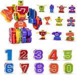 Lydaz Number Bots Math Toys for Kids, Preschool Learning Activities Games Toys, Number Robots Block Autism STEM Education Toys, Carnival Prizes, Easter Basket Birthday Gifts for Boys 3 4 5+ Years Old