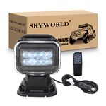 SKYWORLD 5D 50W LED Search Light, Portable Magnetic Base 360° Rotating Remote Control Led Work Light, 12V 24V Driving Lights Lamp for Car Off road Truck 4x4 SUV ATV Protection Emergency Lighting