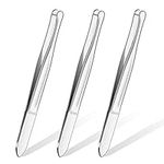 3 Pieces Stainless Steel Round Tip Tweezers Eyebrow Hair Removal Tweezers Makeup Cosmetic Tool Blunt Tip Tweezers