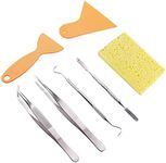 Whaline 7 Pieces Mosaic Tools, Mosaic Tweezers Tile Beginner Setwith 2 Scrapers, 2 Tweezers, 1 Double-EndedHook, 1 Spatula, 1 Sponge