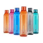 CELLO Venice Plastic Water Bottle | Unbreakable and Hygienic | Perfect for staying hydrated at the school,college, work, gym and outdoor adventures Water Bottle | 1 Litre | Set of 6, Assorted