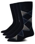 Calvin Klein Men's Dress Socks - Cotton Blend Crew Striped Socks (4 Pairs), Navy Argyle, 7-12