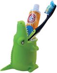 Kids Toothbrush Holder Toothbrush Organizer – Durable Silicone Animal Tooth Brush Holder – Easy to Clean Toothbrush and Toothpaste Holder – Toothbrush Holders for Bathrooms by Lily’s Home (Crocodile)