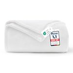 WAVVE Blanket White,White Throw Fleece Blanket Sofa Throw 4ft x 5ft - Fluffy Soft Warm Versatile Blanket for Sofa/Couch/Bed Throw/Single Size,130x150