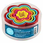 R&M International 1762 Scallop Flower Cookie and Biscuit Cutters, Assorted Sizes, Bright Colors, 6-Piece Set