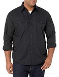 Wrangler Men's Sport Western Basic Two Pocket Long Sleeve Snap Shirt Shirt, Black, S