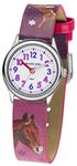 Jacques Farel Children's Watch Horse Analog Quartz Metal Case Silver-Coloured Girls Pink / Pink / Purple Leatherette HCC 543