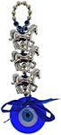 LUCKBOOSTIUM Lucky Triple Horse Charms with Blue Blue Glass Evil Eye Hanging Ornament - Give Protection & Blessing - Sign of Strength & Power - Home & Car Rear View Mirror Hanging Accessories