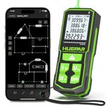 Huepar 395FT Bluetoothed Green Laser Distance Measure with Angle Sensor, 1/16in Accuracy Distance Measurement Tool, Digital Laser Room Measuring Device, Laser Distance Meters, S120G-BT