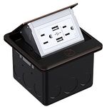 WEBANG Pop Up Floor Outlet Box with 15 Amp Tamper-Resistant USB 5V/4.8A Recepatacle Outlet, Corrosive Resistant Hardware, ETL Listed, Oil Rubbed Bronze