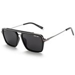 grey jack TR90 Metal Frame Square Shape Double Bridge Polarized Sunglasses 2033 Gun Frame Black Lens