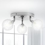 Tsling Ceiling Spotlight Lights 3 Way Modern,Rotatable LED Semi Flush Spot Light for Bedroom,Elegant Polished Chrome Finish Mesh Spherical Lampshades,for Living Room Hallway Kitchens 3xG9 Bulbs