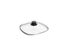 Woll Square Safety Glass Lid, 26 x 26 cm, Lid Knob with Permanent Ventilation, Stainless Steel Edging, Transparent, Oven Safe up to 250°