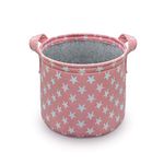 HIPPO Designer Non-woven Polyester Cute Baby Toy Bin for Smart Mothers Unbreakable Toy Storage Basket For Babies Laundry Basket Cloth Storage Bin (Pink-Star, Pack of 1 pc)