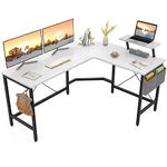 Cubiker Modern L-Shaped Computer Office Desk, Corner Gaming Desk with Monitor Stand, Home Office Study Writing Table Workstation for Small Spaces, White