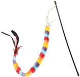 QWINEE Cat Wand Toys, Cat Interactive Toy, Cat Toys for Indoor Cats, Interactive Teaser Toys for Kitty Kitten One Size Deep Multicolor One Size