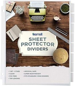 Samsill Sheet Protectors, 8.5x11 Inch Page Protectors for 3 Ring Binder, Super Heavy Duty, 8 Binder Divides with Tabs, Letter Size, Top Loading, Acid Free, 1 Set