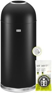 EKO Eternal 15 Gallon Round Open Top Waste Bin, Tall Commercial Trash Can for Indoor and Outdoor, Black Steel Heavy-Duty, Extra Large Metal Garbage Bin for Home, Office, Restaurant, Restroom, 56L