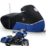 LI LIBZAKI Motorcycle Cover Storage for Touring Models Harley Davidson Road King,Road Glide,Street Glide, Electra Glide,Heritage Classic,Low Rider-ST,and Most Motorcycles Blue