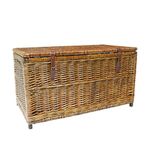 Arthur Cameron Deluxe Lucca Wicker Storage Basket Trunk Chest with Lid (Distilled, Large)