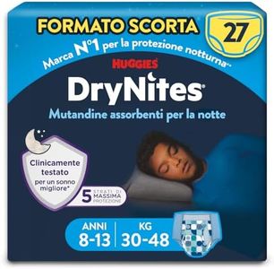 Huggies Drynites Pannolini, Taglia L (30-48 Kg), Mutandine assorbenti bambino, 8-13 anni, 27 Pz